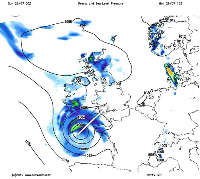 Somerset Live reports that Devon and Cornwall are likely to see heavy snowfall as a result of the flurries shown in WX Charts, with the last patches not due to move past the county until after 6pm.